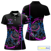 Load image into Gallery viewer, Custom Blue And Pink Darts Funny Bulldog Dart Shirts Polo For Women Dart League Jerseys NYN2108