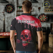 Load image into Gallery viewer, Custom Holographic Red Skull Darts Shirt Polo For Men Light Skull Dart League Jerseys NYN2110
