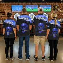 Load image into Gallery viewer, Custom Holographic Blue Skull Darts Shirt Polo For Women Light Skull Dart League Jerseys NYN2111