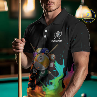 Splatter Paint Men's Billiard Ball Shirt Personalized 8 Ball Cue Billiard Team Shirt NYN2335