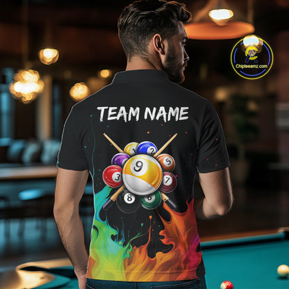 Splatter Paint Men's Billiard Ball Shirt Personalized 8 Ball Cue Billiard Team Shirt NYN2335