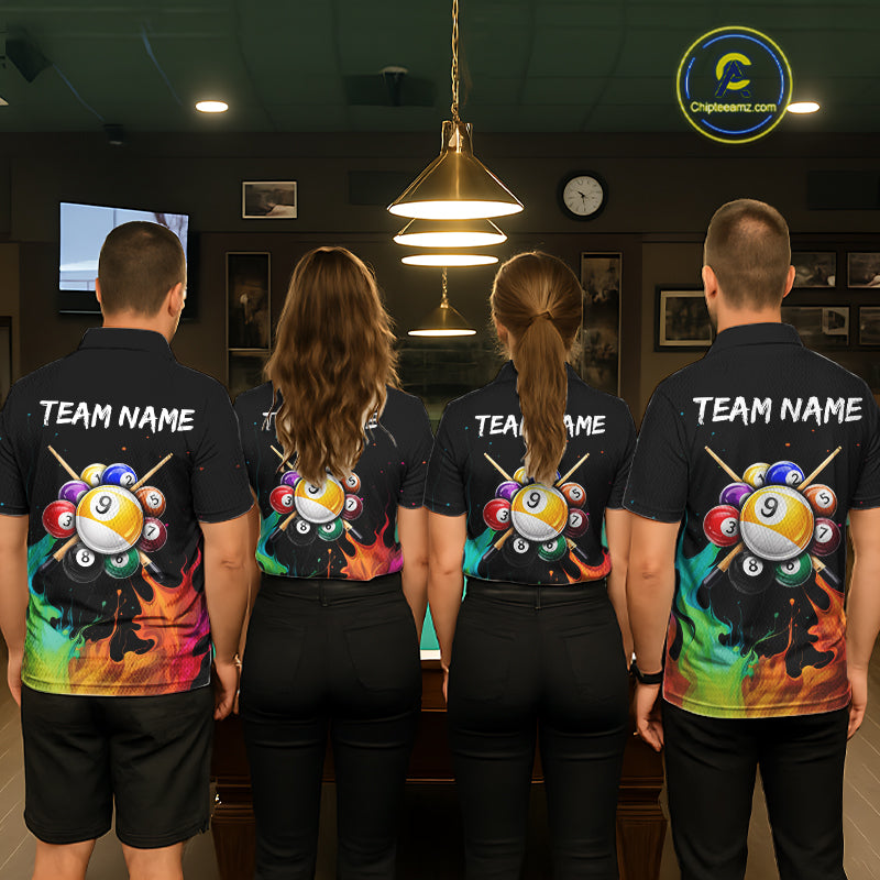 Splatter Paint Women's Billiard Ball Shirt Personalized 8 Ball Cue Billiard Team Shirt NYN2335
