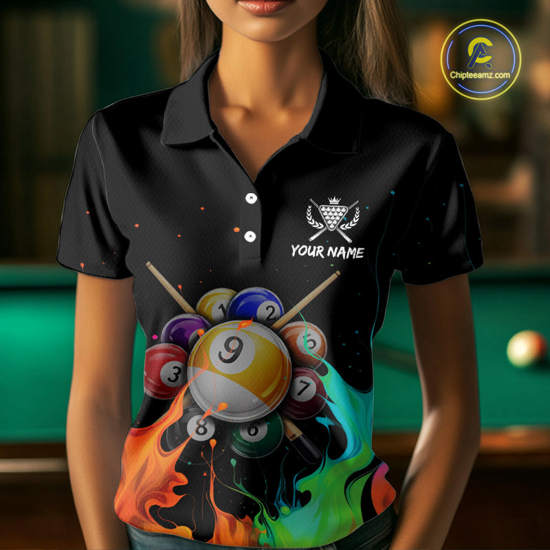 Splatter Paint Women's Billiard Ball Shirt Personalized 8 Ball Cue Billiard Team Shirt NYN2335