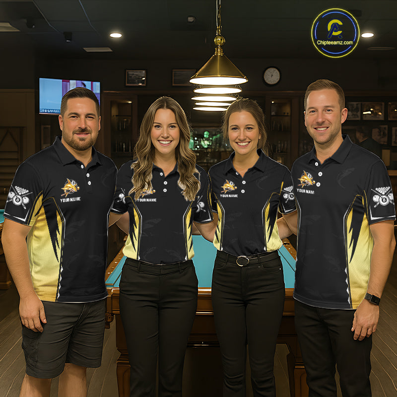 Funny Gold Shark Ball 8 & Cue Billiard Shirts For Men Personalized Billiard Attire Gifts NYN2341