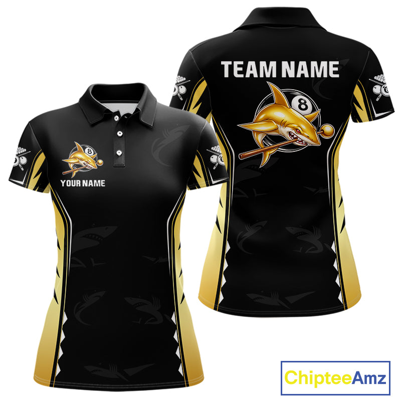Funny Gold Shark Ball 8 & Cue Billiard Shirts For Women Personalized Billiard Attire Gifts NYN2341