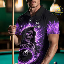 Load image into Gallery viewer, Lightning Purple Scary Grim Reaper Pool 8 Ball Men Billiard Shirt Custom Ball Billiard Team Attire NYN2624