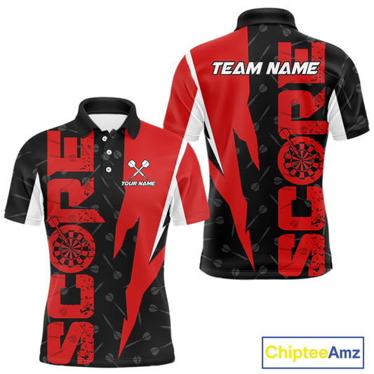 Red Score Dartboard Grunge Darts Shirt For Men - Custom Name & Team Jersey NYN0612