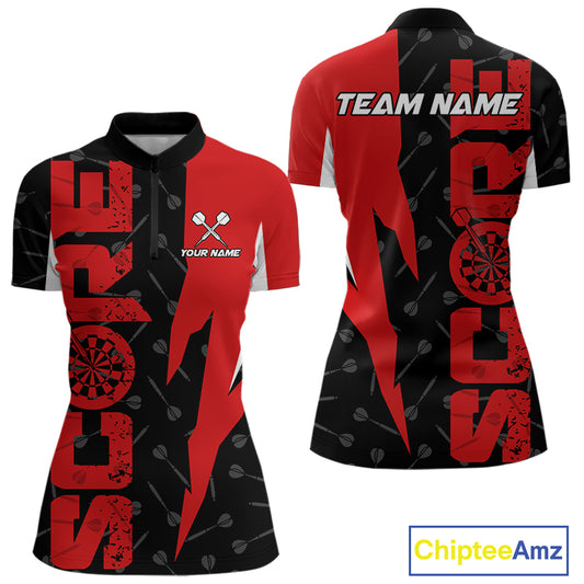 Red Score Dartboard Grunge Darts Shirt For Women - Custom Name & Team Jersey NYN0612