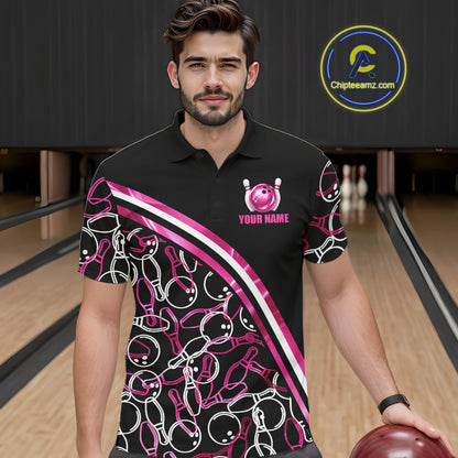 Male bowler modeling holographic bowling jersey in tournament setting