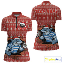 Load image into Gallery viewer, Funny Shark Dartboard Christmas Women Darts Quarter-Zip Shirt Custom Xmas Dart Jerseys NYN1851