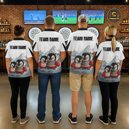 Boxing Fierce Penguin Duo Couple Women Darts Polo Shirt Custom Funny Dart Team Jerseys NYN2357