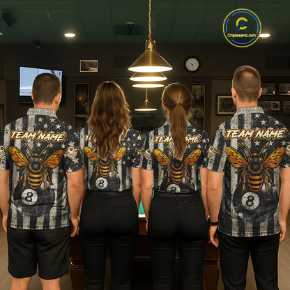 Funny Bee Crack Pool 8 Ball Women's Billiard Polo & 1/4 Zip Shirt Custom Billiard Ball Attire NYN2360
