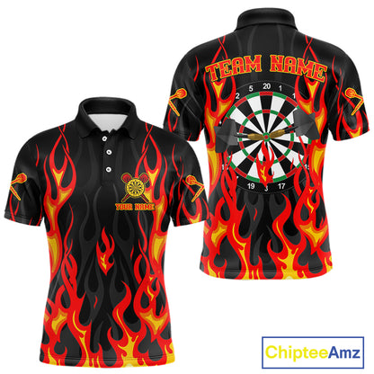 Custom Red Flames Dartboard Dart Shirts For Men Outfits Dart Team Jerseys NYN0072