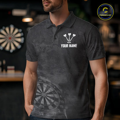 Custom Dragon Darts Shirt For Men With Cracked Stone, Dragon Grey Smoke Darts Team Jersey NYN3946