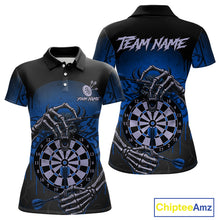 Load image into Gallery viewer, Custom Devil Skeleton Blue Dripping Dartboard Women Darts Polo Shirt Outfits Dart Jerseys NYN1856