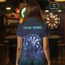 Load image into Gallery viewer, Custom Galaxy Purple Grim Reaper Dartboard Women Darts Polo Shirt Colorful Dart Jerseys NYN1865