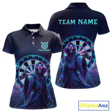 Load image into Gallery viewer, Custom Galaxy Purple Grim Reaper Dartboard Women Darts Polo Shirt Colorful Dart Jerseys NYN1865