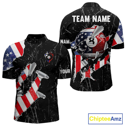 Black Stars 8 Ball Pool Men Billiard Team Shirt Personalized Polo & 1/4-Zip Billiard Gifts NYN2381