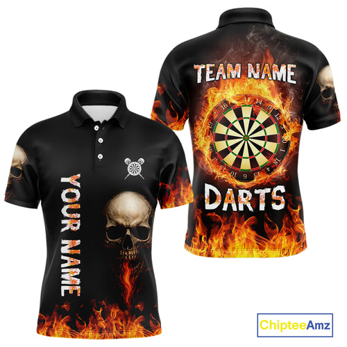 Custom Fire Skull Multi-Flame Dartboard Dart Shirts For Men, Dart Team Jerseys NYN0087
