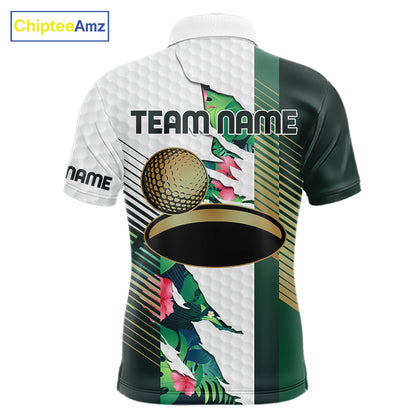 Mens Tropical Golf Shirts Monstera Pattern Golf Clothing Custom Green Golf Polo, Golf Upf Shirts NYN2996