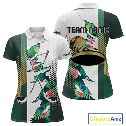 Womens Tropical Golf Shirts Monstera Pattern Golf Clothing Custom Green Golf Polo, Golf Upf Shirts NYN2996