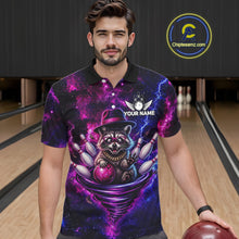Load image into Gallery viewer, Raccoon Funny Bowling Polo 1/4-Zip Shirts For Men Custom Galaxy Tornado Bowling Team Jerseys NYN3413