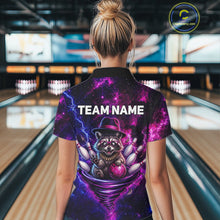 Load image into Gallery viewer, Raccoon Funny Bowling Polo 1/4-Zip Shirts For Women Custom Galaxy Tornado Bowling Team Jerseys NYN3413