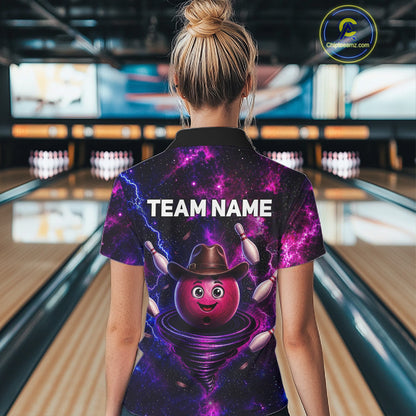Funny Cowboy Bowling Ball Shirts For Women Custom Galaxy Tornado Bowling Team Jerseys NYN3414