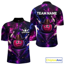 Load image into Gallery viewer, Funny Cowboy Bowling Ball Shirt For Men Custom Galaxy Tornado Bowling Team Jersey