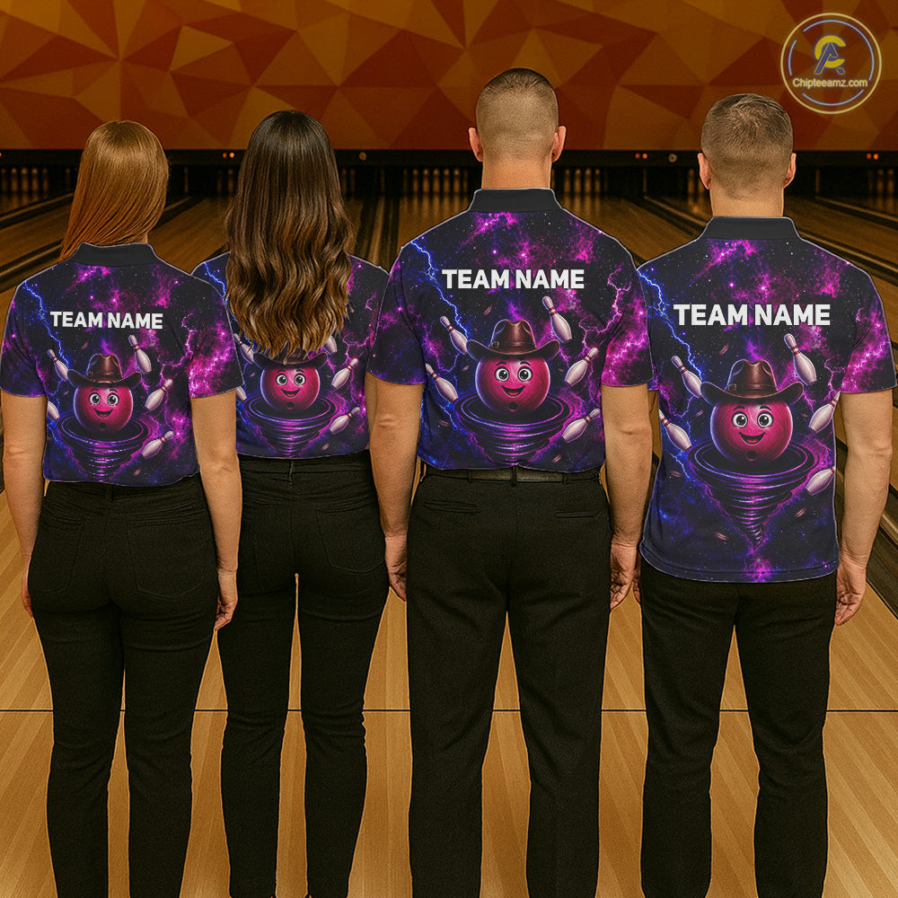 Funny Cowboy Bowling Ball Shirts For Women Custom Galaxy Tornado Bowling Team Jerseys NYN3414