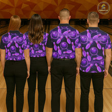 Load image into Gallery viewer, Purple Thunder Custom Mens Bowling Ball &amp; Pin Shirts, Bowling Team Jerseys For Bowlers NYN3418