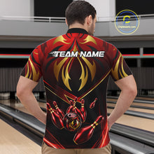 Load image into Gallery viewer, Male bowler wearing red gold lightning bowling jersey during tournament finals, premium sportswear for motorsport fans, symbolizing speed, courage and leadership.
