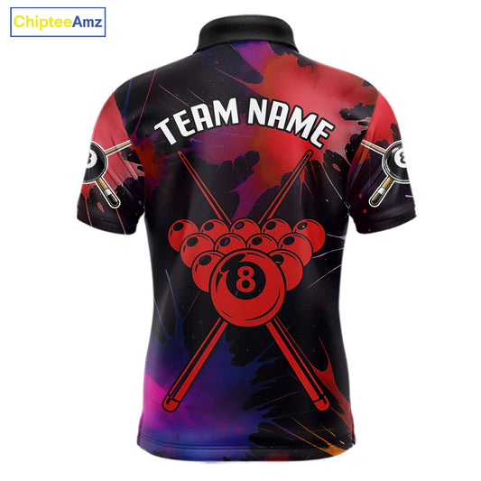 Grunge Paint Splatter Pink Ball 8 Billiard Shirts For Men Personalized Billiard Attire Gifts NYN2789