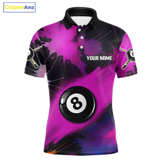 Grunge Paint Splatter Pink Ball 8 Billiard Shirts For Men Personalized Billiard Attire Gifts NYN2789