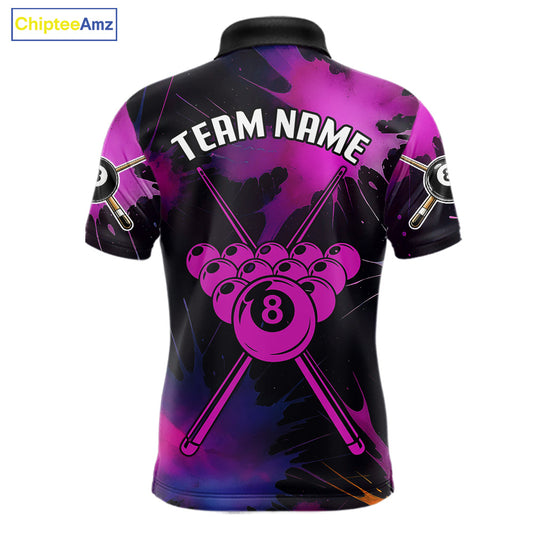 Grunge Paint Splatter Pink Ball 8 Billiard Shirts For Men Personalized Billiard Attire Gifts NYN2789