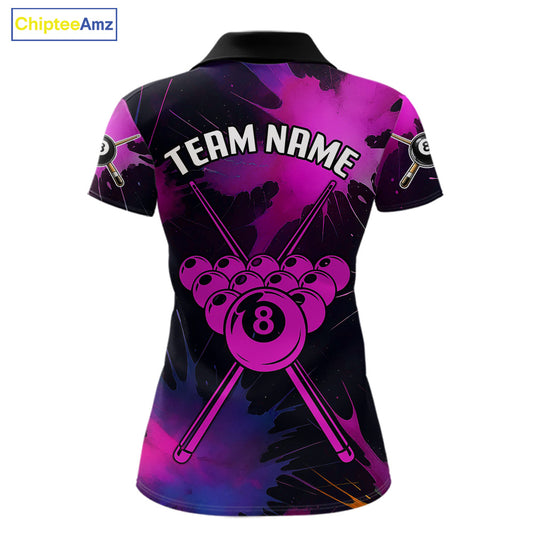 Grunge Paint Splatter Pink Ball 8 Billiard Shirts For Women Personalized Billiard Attire Gifts NYN2789