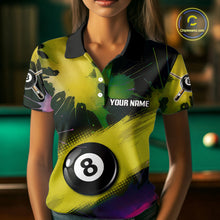 Load image into Gallery viewer, Grunge Paint Splatter Yellow Ball 8 Billiard Shirts For Women Personalized Billiard Attire Gifts NYN2790