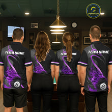 Load image into Gallery viewer, Purple &amp; Black Fire Flame 8 Ball Pool Billiard Shirt For Men Personalized Billiard Team Attire NYN3428