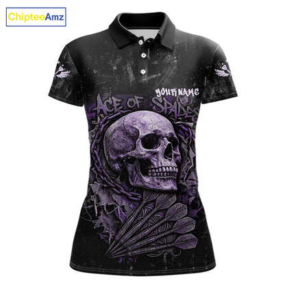 Purple Graffiti Grunge Skull Darts Shirt For Women Custom Name & Team Skull Dart Outfit Jerseys NYN3987