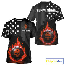 Load image into Gallery viewer, Custom Red Flames Pickleball Ball 3D League Jerseys Men Pickleball US Flag Team Shirts NYN2148