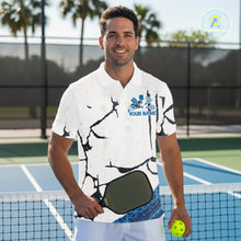 Load image into Gallery viewer, Custom White Grunge Blue Patriotic Pickleball League Jerseys Men US Flag Pickleball Shirts NYN2153