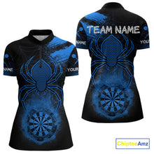 Load image into Gallery viewer, Blue Spider Women's Grunge Darts Shirt Smoke Dartboard - Custom Name For Darts Jersey NYN0468