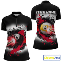 Load image into Gallery viewer, Lightning red billiard 8 ball and 9 ball shirt for women custom grunge pool team jersey