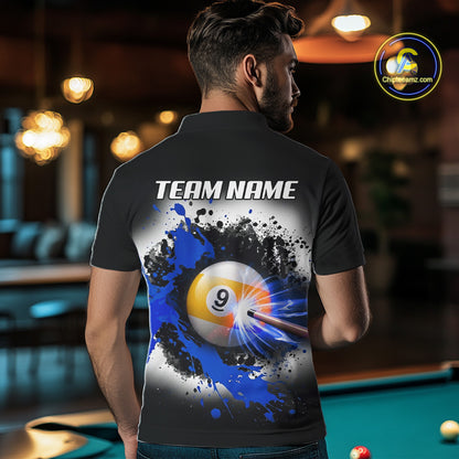 Lightning Blue Billiard 8 Ball & 9 Ball Shirt For Men Custom Grunge Pool Team Billiard Jersey NYN3442