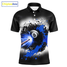 Load image into Gallery viewer, Lightning blue billiard 8 ball and 9 ball shirt for men custom grunge pool team jersey