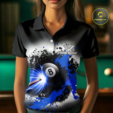 Load image into Gallery viewer, Lightning Blue Billiard 8 Ball &amp; 9 Ball Shirt For Women Custom Grunge Pool Team Billiard Jersey NYN3442