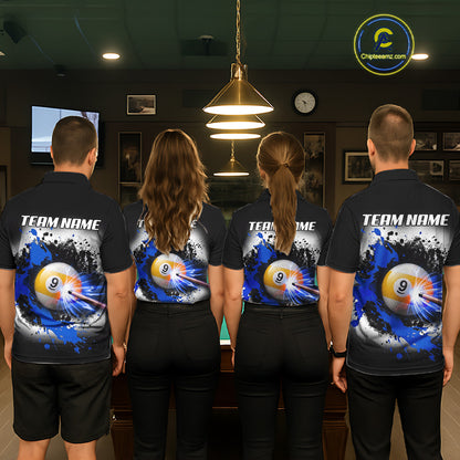 Lightning Blue Billiard 8 Ball & 9 Ball Shirt For Women Custom Grunge Pool Team Billiard Jersey NYN3442