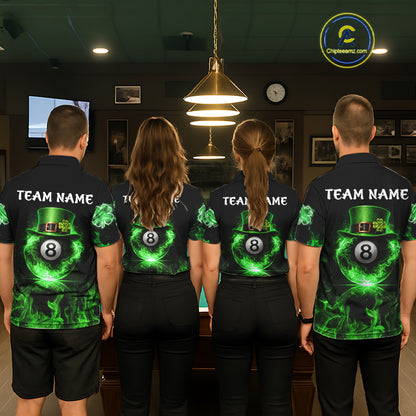 Shamrock 8 Ball Pool Polo & 1/4-Zip Shirt Personalized Men Patrick's Day Billiard Attire Gifts NYN2421