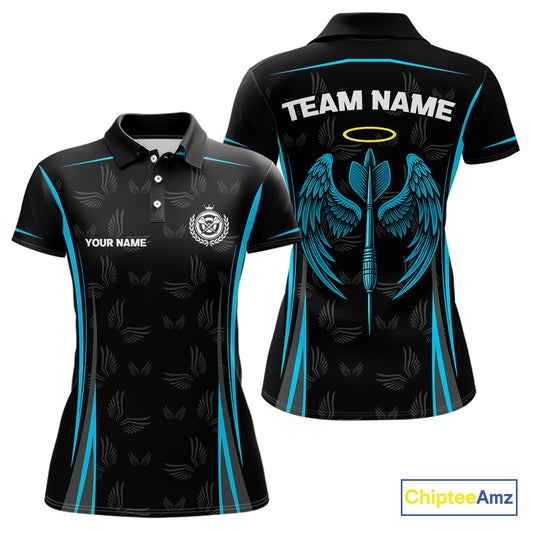 Azure Wings With Dart Arrow Women's Funny Darts Shirt - Custom Name For Darts Jersey NYN0495