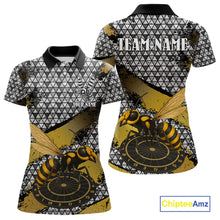 Load image into Gallery viewer, Custom Funny Gold Bee Silver Triangle Darts Polo Shirt For Women Funny Dart League Jerseys NYN2176